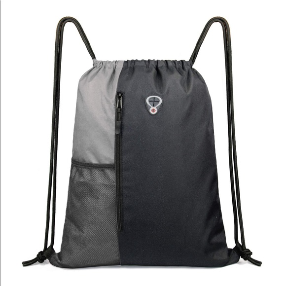 Large drawstring backpack with water bottle pocket - Picture 3 of 8